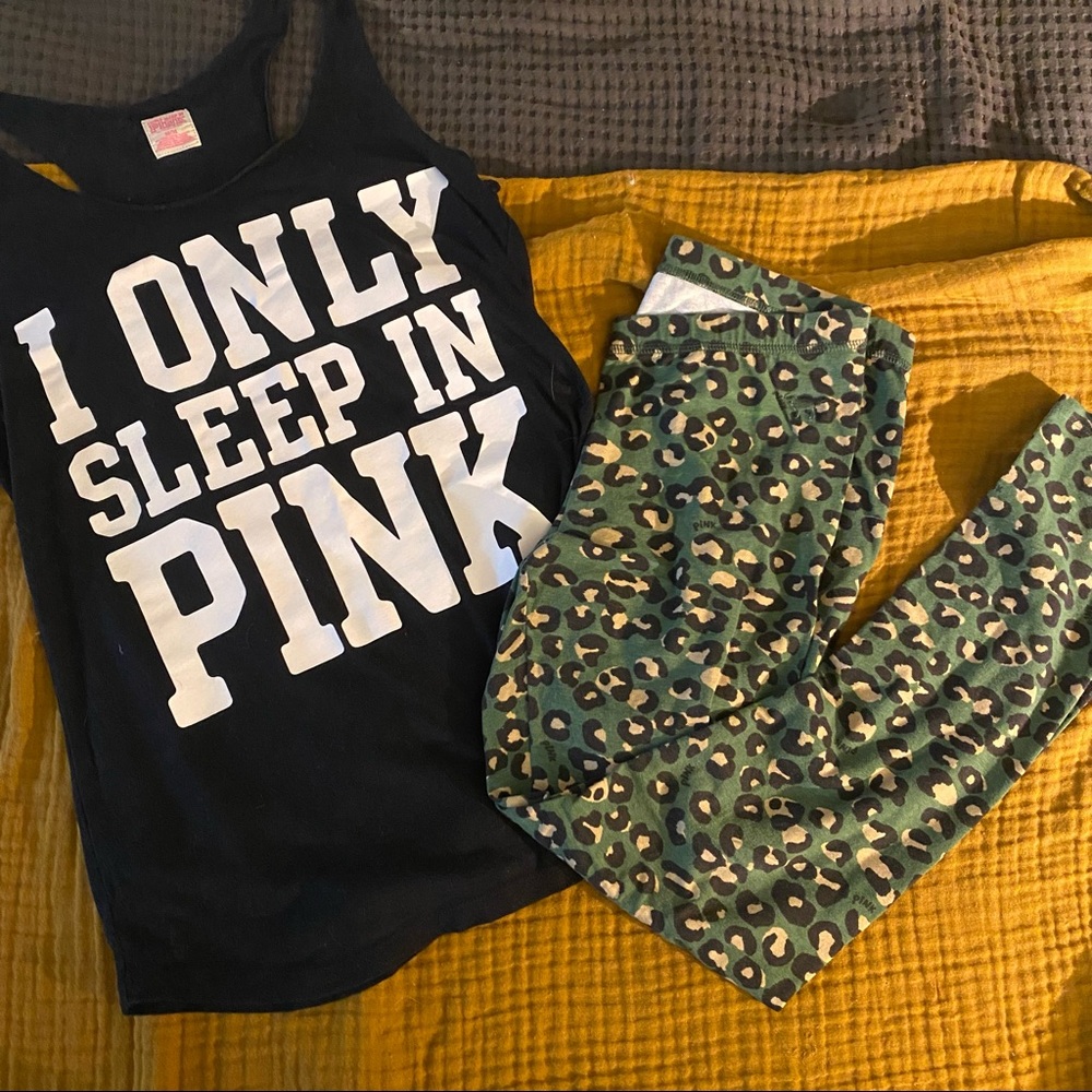 💘 SOLD! Victorias Secret PINK Camo Tank and Leggings Sleep Pajama Set